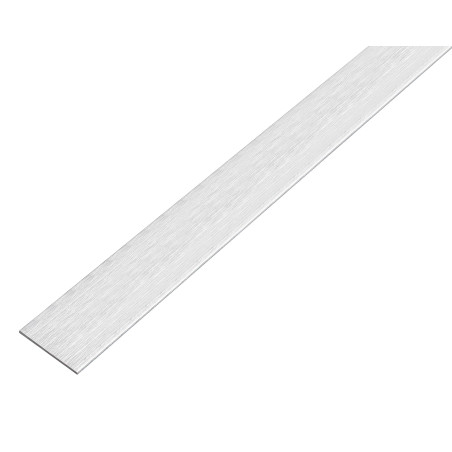 Alberts 488765 Profilé plein plat | autoadhésif | aluminium, aspect acier inoxydable, clair | 1000 x 15 x 2 mm