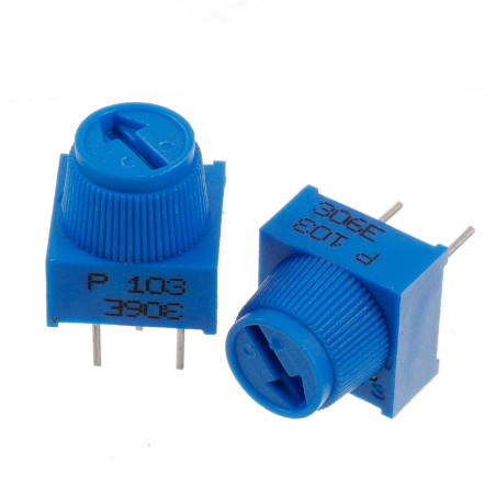 BOJACK 10K Ohm Trim Potentiomètre with Knob P103 3 Terminal pin Blue Variable Resistors (Pack of 10 Pièces)