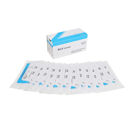 Fil de Suture en Soie (Paquet de 12 pièces) | Meilleur fil de pratique de suture | Pour les étudiants en médecine, les médecins,