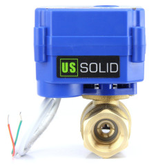 U.S. Solid 1" Vanne motorisée Laiton Vanne a sphere 2 voies motorisée electrique 220V AC, 2 fils, retour automatique NC