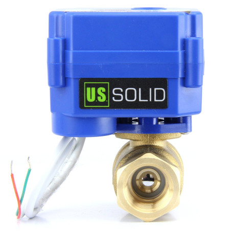 U.S. Solid 1" Vanne motorisée Laiton Vanne a sphere 2 voies motorisée electrique 220V AC, 2 fils, retour automatique NC