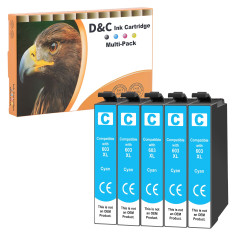 D&C 5X Cyan Cartouches d'encre Compatible pour Epson 603 XL pour Expression Home XP-2100 XP-2105 XP-3100 XP-3105 XP-4100 XP-4105