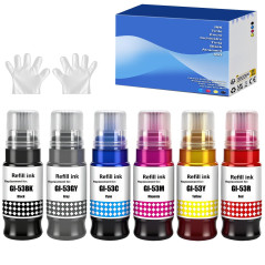 SHUOLEI GI-53 GI53 Compatible Bouteilles d'encre Remplacement pour Canon GI-53 GI53 Compatible pour Canon PIXMA G650 G550 (6-Pac