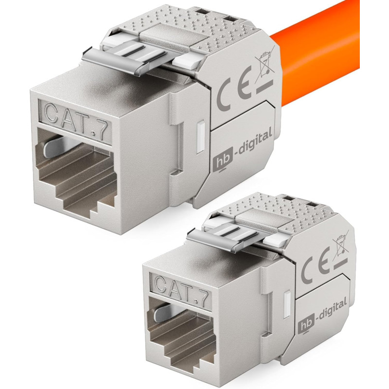 HB-DIGITAL 1x Module Keystone RJ45 CAT 7 Métallique Blindé STP AWG 22-24 Sans Outil pour Câble Ethernet LAN, Panneau de Brassage HB-DIGITAL 1x Module Keystone RJ45 CAT 7 Métallique Blindé STP AWG 22-24 Sans Outil pour Câble Ethernet LAN, Panneau de Brassage