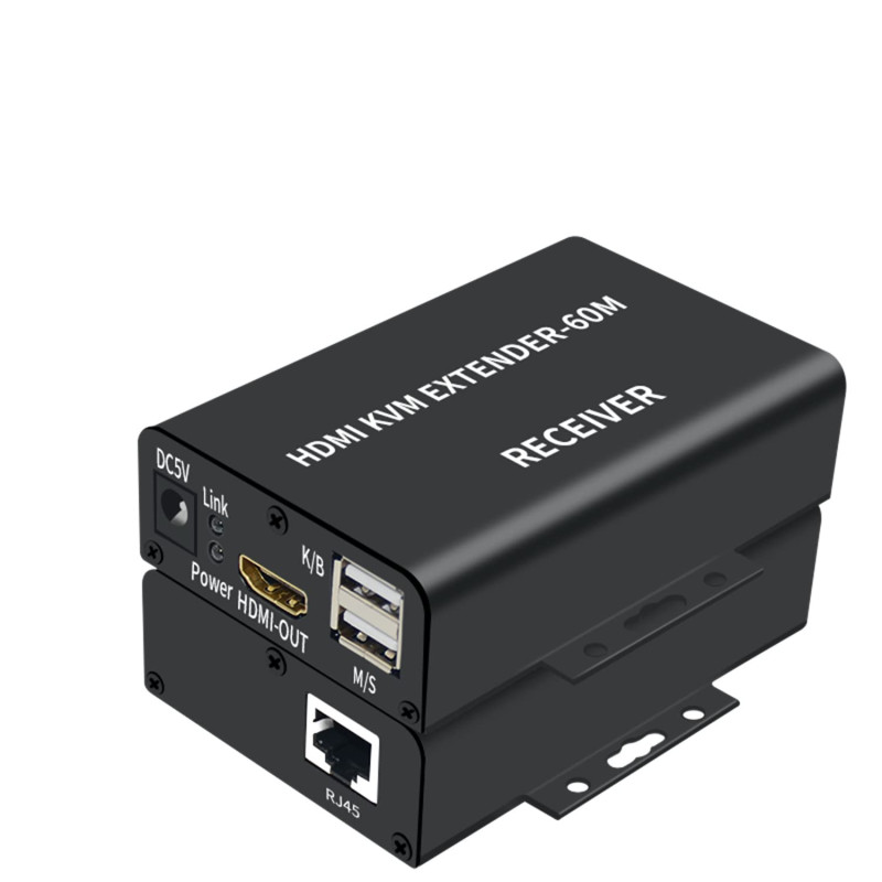 1080P HDTV 60M KVM Extender HDMI-Compatible USB-A Clavier Souris 3.5mm AUX Alliage d'aluminium sur CAT6 RJ45 LAN Ethernet Extend 1080P HDTV 60M KVM Extender HDMI-Compatible USB-A Clavier Souris 3.5mm AUX Alliage d'aluminium sur CAT6 RJ45 LAN Ethernet Extend