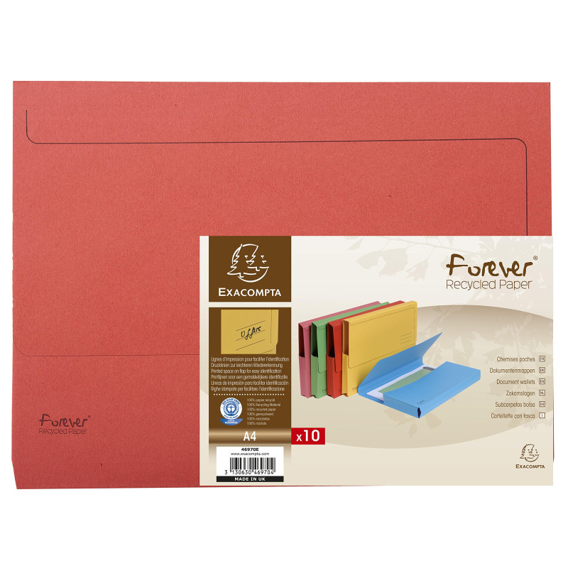 Exacompta - Réf. 46975E - Carton de 100 chemises Poche avec soufflet de 32 mm Forever® 290 g/m² - chemises 100% recyclées et cer Exacompta - Réf. 46975E - Carton de 100 chemises Poche avec soufflet de 32 mm Forever® 290 g/m² - chemises 100% recyclées et cer