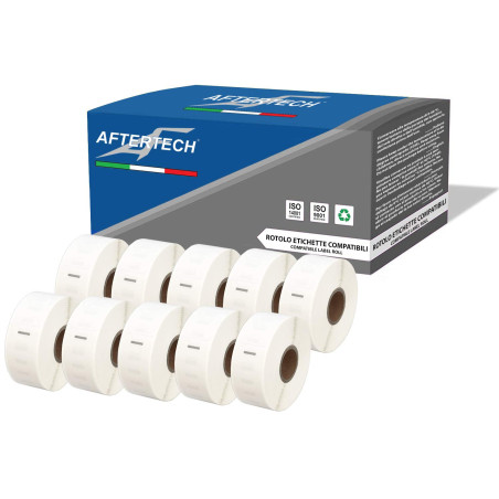 Aftertech 10x 11352 25x54mm Rouleaux d'étiquettes adhésives compatibles (500 étiquettes/rouleau = 5000 au total) pour imprimante