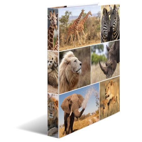 HERMA Classeurs á 2 anneaux A4 Animaux motif animaux afrique, dos de 35 mm, Classeur en carton rigide, Avec compresseur