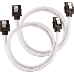 Câble SATA gainé CORSAIR Premium - SATA 6Gbps 60 cm, blanc