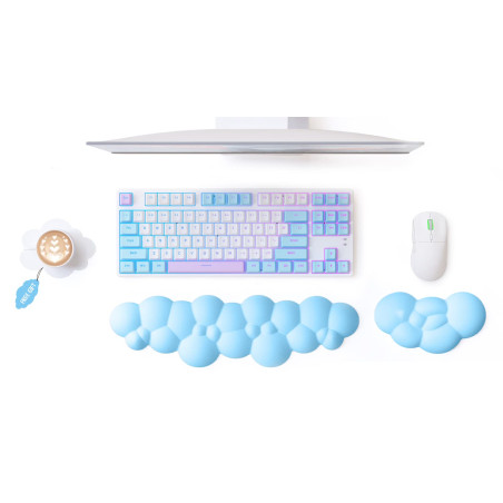 MAMBASNAKE Ensemble clavier et souris avec repose-poignet Cloud avec sous-verre, coussin de soutien ergonomique en mousse à mémo