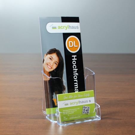 Porte-brochures DIN long (99 x 210 mm) – Pour prospectus, brochures, tracts Avec un compartiment pour les cartes de visite