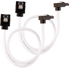 Câble SATA gainé CORSAIR Premium - SATA 6Gbps 30 cm, connecteur à 90°, blanc