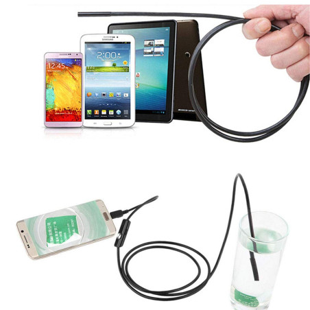 Endoscope USB Android, 7mm, 2m de Longueur, ¨¦tanche avec 6 LED, Mini Cam¨¦ra d'Inspection Flexible
