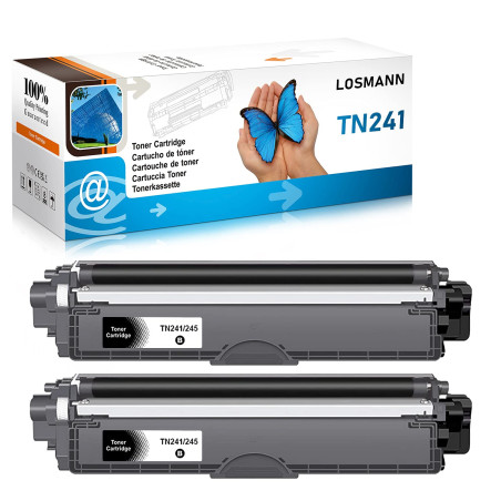 LOSMANN 2X Noir Toner Compatible pour Brother TN241 TN242 TN245 TN246 pour Brother DCP-9015CDW 9020CDW 9022CDW HL-3140CW 3150CDN