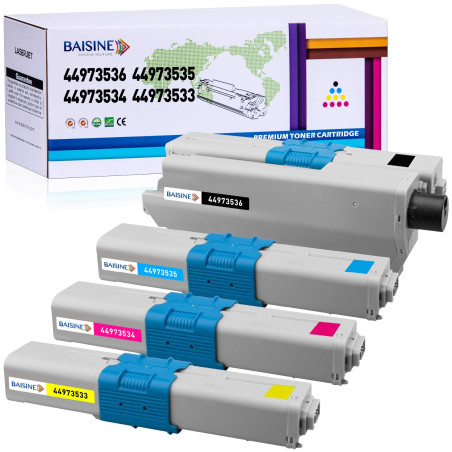 BAISINE Compatibles Toner Oki MC342 pour Oki C301DN C321DN MC332DN MC342DN MC342DNW, 44973536 44973535 44973534 44973533