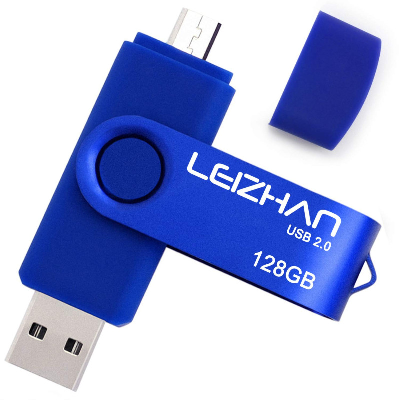 LEIZHAN Clé USB 128Go USB 2.0 OTG 2 en 1 Flash Drive Mémoire Stick pour PC Ordinateur Portable Android Smartphone Tablette-Bleu LEIZHAN Clé USB 128Go USB 2.0 OTG 2 en 1 Flash Drive Mémoire Stick pour PC Ordinateur Portable Android Smartphone Tablette-Bleu