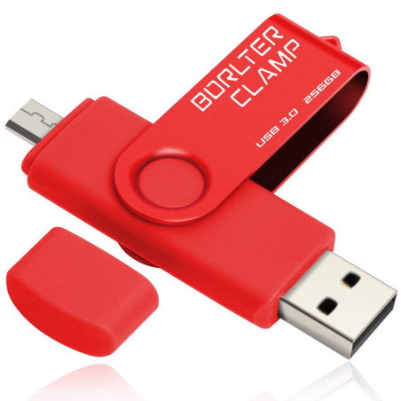 Clé USB 256 Go, 2 en 1 USB 3.0 Mémoire Stick Double Port OTG Pivotant U Disque avec Port Micro USB pour Smartphone Android, Tabl