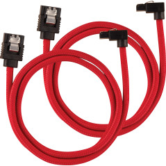 Corsair Câble SATA gainé CORSAIR Premium - SATA 6Gbps, connecteur à 90°, Rouge, 60 cm