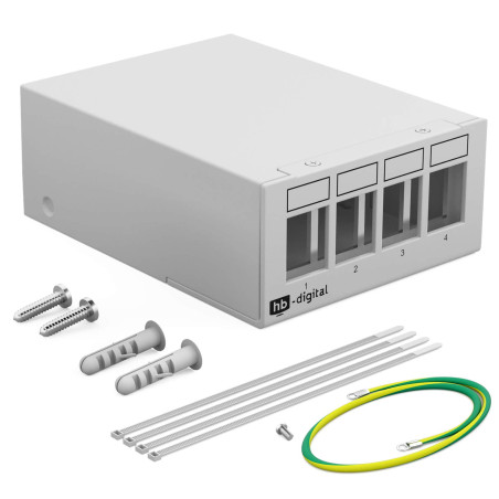 hb-digital Boîtier de panneau de brassage 4 ports pour modules Keystone avec par exemple prise RJ45 RJ11 Socket connecteur d'ant