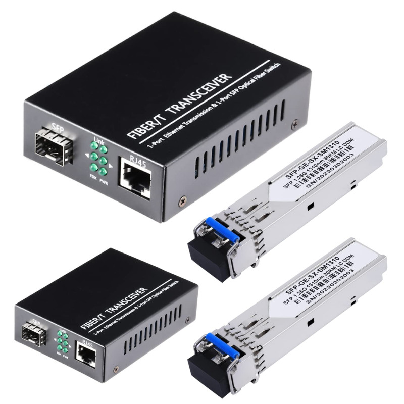SFP+LC SM Dual A Pair de 1,25 G/s Bidi Gigabit Single Mode Convertisseur multimédia avec 2 modules émetteur-récepteur Bidi SFP L SFP+LC SM Dual A Pair de 1,25 G/s Bidi Gigabit Single Mode Convertisseur multimédia avec 2 modules émetteur-récepteur Bidi SFP L