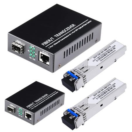 SFP+LC SM Dual A Pair de 1,25 G/s Bidi Gigabit Single Mode Convertisseur multimédia avec 2 modules émetteur-récepteur Bidi SFP L