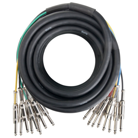 Pronomic Stage MJJ8-10 Câble Multicore 8 x 6,3 mm Jack mono vers 8 x 6,3 mm Jack mono 10 m