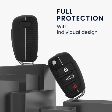kwmobile Coque clé de Voiture Compatible avec Audi Clé 3-Touches Accessoire clé Voiture - Protection étui Souple en Silicone - N