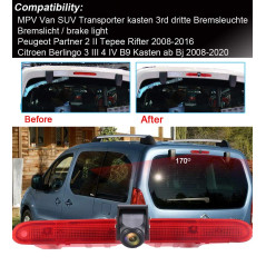 Voiture troisième caméra Lampe de Frein de Montage sur Le Toit lumière de freinage Vue arrière caméra de recul pour Peugeot Part
