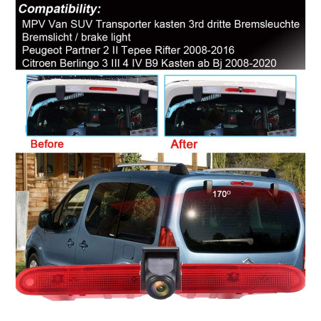 Voiture troisième caméra Lampe de Frein de Montage sur Le Toit lumière de freinage Vue arrière caméra de recul pour Peugeot Part