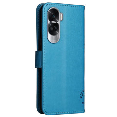 Topme Étui en Cuir pour Honor 90 Lite 5G (6.7" inches), [ Coque Housse de Téléphone Style Motif Chat Et Arbre] - Bleu