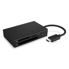 ICY BOX 3X USB-C Lecteur de Carte pour Cartes mémoire CF, SD et microSD, UHS-II, SD 4.0, USB 3.0, Multi-LUN, Aluminium, Noir
