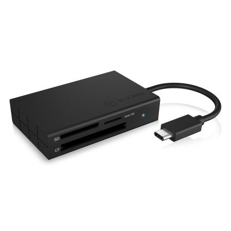 ICY BOX 3X USB-C Lecteur de Carte pour Cartes mémoire CF, SD et microSD, UHS-II, SD 4.0, USB 3.0, Multi-LUN, Aluminium, Noir