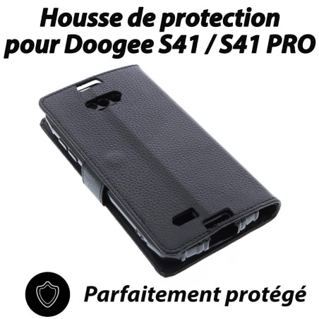 foto-kontor Housse Compatible avec Doogee S41 / S41 Pro Style Livre Noir Coque de Protection Portefeuille