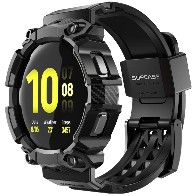 SUPCASE Unicorn Beetle Pro Series Coque de protection robuste avec bracelet pour Galaxy Watch 4/5/6 [44 mm] (Noir), Polyuréthane