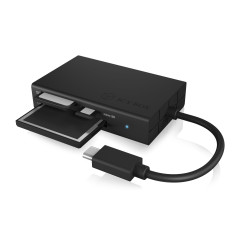 ICY BOX 3X USB-C Lecteur de Carte pour Cartes mémoire CF, SD et microSD, UHS-II, SD 4.0, USB 3.0, Multi-LUN, Aluminium, Noir