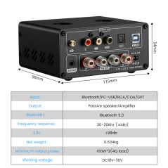 Amélioré AIYIMA Tube T9 Bluetooth 5.0 6K4 Amplificateur à Tube à Vide USB DAC 100W Récepteur Stéréo Amp Coax/Opt HiFi Home Audio