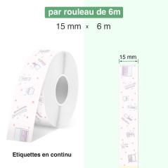 SUPVAN KATASYMBOL E10/E11/E16 Étiquettes Autocollantes Thermiques ÉTENDUES | 15 mm x 6 m/Rouleau (Cosmétique)