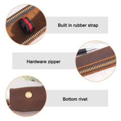 MiOYOOW Étui à Stylo en Cuir, Étui de Protection pour Stylo Rétro avec Fermeture Éclair pour Stylos Plume Crayons