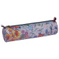 Clairefontaine 410107C -Trousse Scolaire Ronde motif Fleurs Effet écailles Ø5,5x22 cm en Véritable Cuir d'Agneau - Fourniture Sc