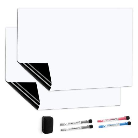 Tableau Blanc Magnétique 2Pcs 50x30cm Pour Frigo,CUHIOY Cuisine Liste des Courses,Rappel Quotidien Planifier,Enfants Tableau Aim