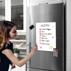 Tableau Blanc Magnétique 2Pcs 50x30cm Pour Frigo,CUHIOY Cuisine Liste des Courses,Rappel Quotidien Planifier,Enfants Tableau Aim