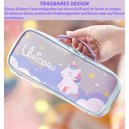 Grande Capacité Trousse École, Licorne School Papeterie Boîte Fille, Étui à crayons licorne, beau et mignon, adapté aux filles c
