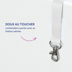 Avery – Lot de 10 tours de cou blanc fabriqué à partir de plastique reconditionnés avec mousqueton en métal 44 x 1,5 cm – tours
