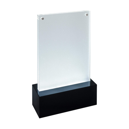 SIGEL TA423 Présentoir de table LED pour A6, présentation double face à illuminer, transparent/noir, acrylique