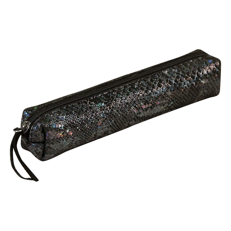 Clairefontaine 410022C - Petite Trousse Slim Céleste 19,5x2,5x4 cm en Véritable Cuir d'Agneau, Serpent Noir Clairefontaine 410022C - Petite Trousse Slim Céleste 19,5x2,5x4 cm en Véritable Cuir d'Agneau, Serpent Noir