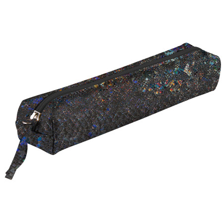 Clairefontaine 410022C - Petite Trousse Slim Céleste 19,5x2,5x4 cm en Véritable Cuir d'Agneau, Serpent Noir