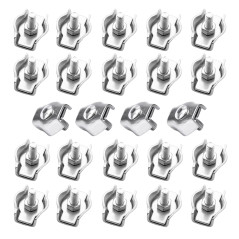 SyiXute 24 Pièces Pince Câble Métallique,Serre-Câble M3,Clips de Câble en Acier Inoxydable Pour Câble D’Acier 3mm,Simplex Clips 