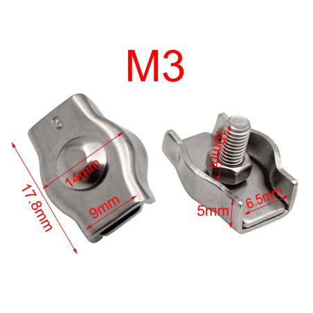 SyiXute 24 Pièces Pince Câble Métallique,Serre-Câble M3,Clips de Câble en Acier Inoxydable Pour Câble D’Acier 3mm,Simplex Clips 