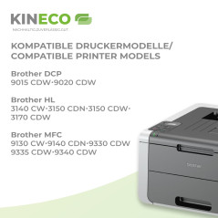Kineco Pack de 4 Cartouches de Toner Compatible avec Brother TN241 TN245 HC Noir, Cyan, Magenta, Jaune DCP-9020 CDW HL-3140 CW H