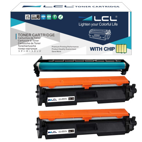 LCL Cartouche de Toner Compatible 17A CF217A 19A CF219A (3Pack 2Toner+1Tambour) Remplacement pour HP LaserJet Pro M102 M102a M10